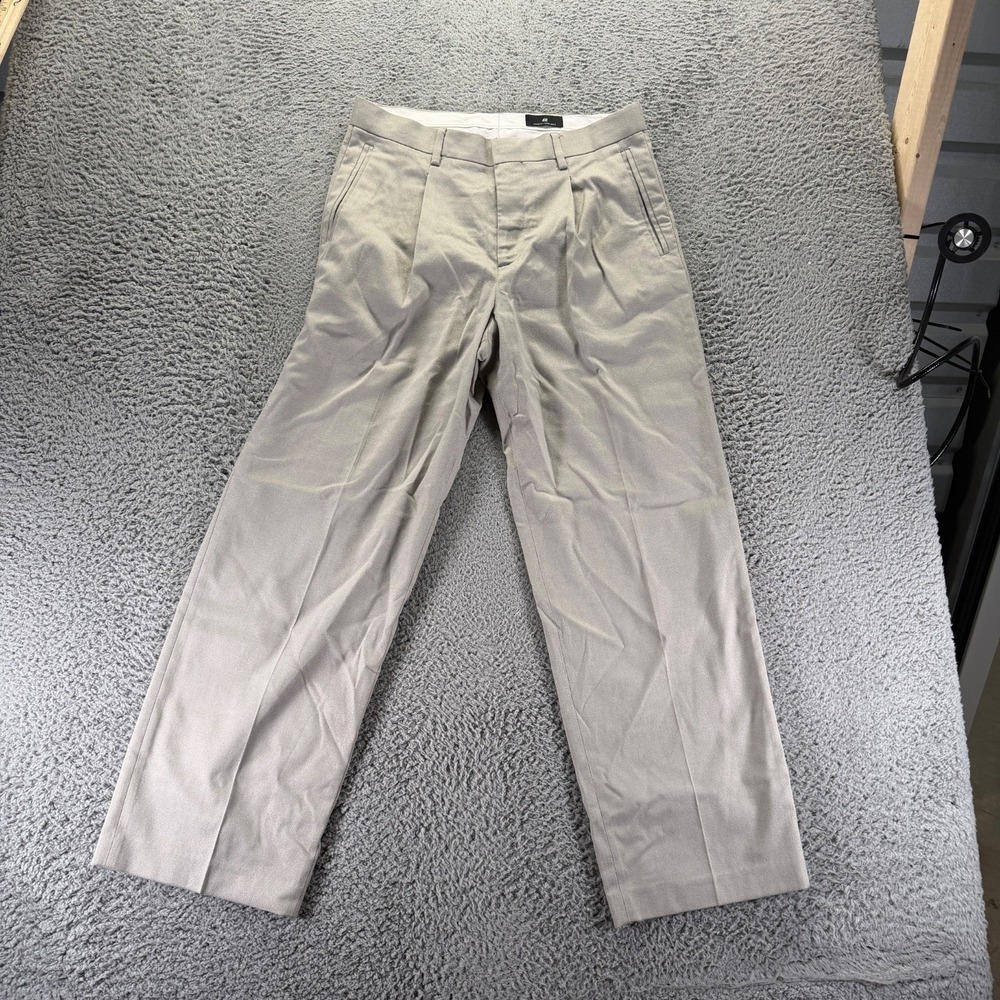 H&M Pant Mens 33x30 Beige Polyester Chino Straight Loose Business Career Stretch